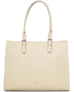ARMANI EXCHANGE Buckle-Detail Top-Handle Bag - Natural