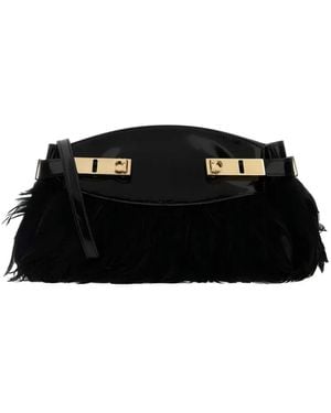 Ferragamo Bolso de mano con plumas - Negro