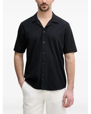 KARL LAGERFELD Logo-Embroidered Short-Sleeve Shirt - Black