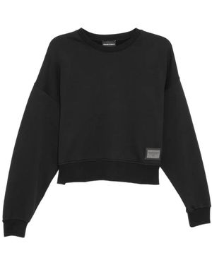 Emporio Armani Boxy Cropped Sweatshirt - Black