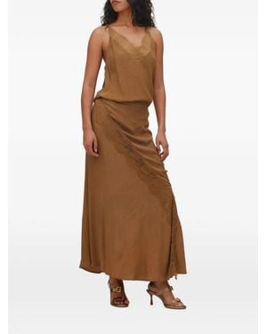 Rabens Saloner Lace-Trim Maxi Skirt - Brown