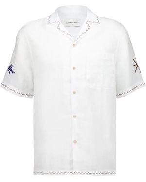 Frescobol Carioca Alves Embroidered Linen Shirt - White