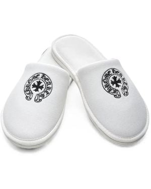 Chrome Hearts Hotel Embroidered Slippers - White