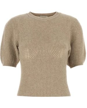 Magda Butrym Puff-sleeve ribbed T-shirt - Neutro