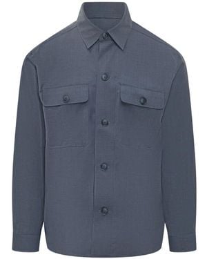 BOSS Button-Up Chest-Pocket Overshirt - Blue