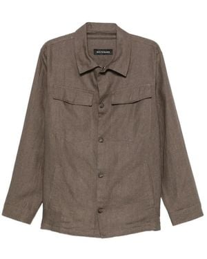 White Sand Buttoned Flap-Pockets Jacket - Brown