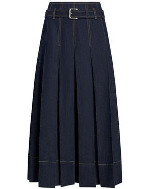 Cinq À Sept Rylee Belted Pleated Midi Skirt - Blue