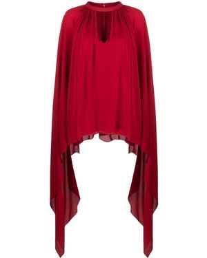 Elie Saab Ruched Silk Blouse - Red
