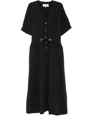 Ba&sh Parisa Button-Up Drawstring-Waist Dress - Black