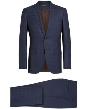 ZEGNA Centoventimila Single-Breasted Wool Suit - Blue