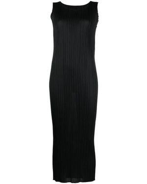 Pleats Please Issey Miyake Pleated Long Dress - Black