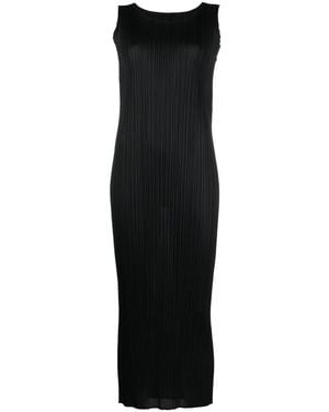 Pleats Please Issey Miyake Pleated Long Dress - Black