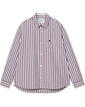 Carhartt Malden Striped-Pattern Shirt - Purple