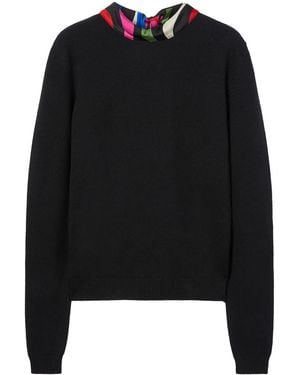 PUCCI Marmo-Print Scarf-Detail Wool Sweater - Black