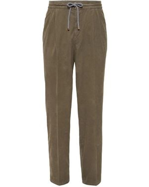 Brunello Cucinelli Cotton Straight-Leg Trousers - Green