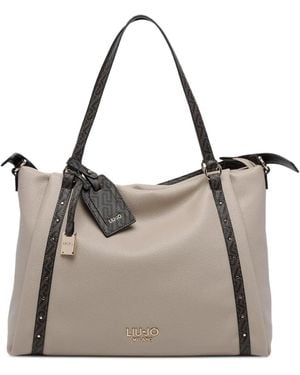 Liu Jo Sac Cabas Clouté À Logo Imprimé - Natural