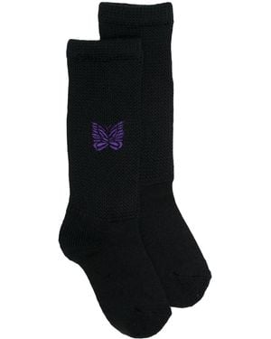 Needles Embroidered Butterfly Ankle Socks - Black