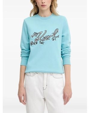 Karl Lagerfeld Sudadera con bordado floral - Azul