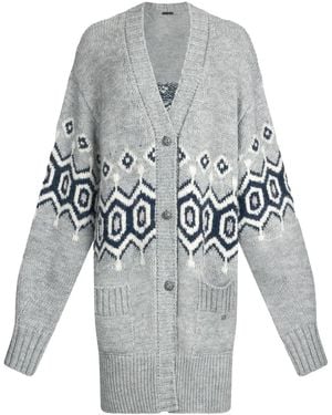 Liu Jo Jacquard Puff-Sleeve Cardi-Coat - Grey