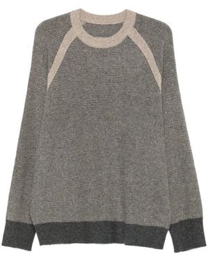 Ziggy Chen Raglan-Sleeve Button-Slit Sweater - Gray