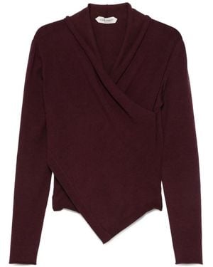 Alberta Ferretti Asymmetric Draped Wool Top - Purple