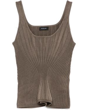 Mugler スクエアネック トップ - ブラウン