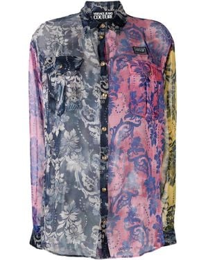 Versace Jeans Couture Cotton Shirt With Print - Blue