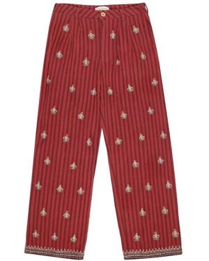 MAISON HOTEL Tito Embroidered Striped Trousers
