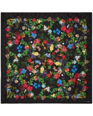 Furla Floral-Print Monogram Scarf - Green
