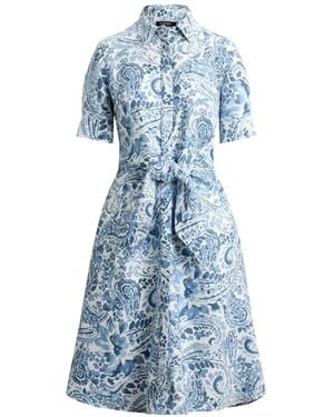 Ralph Lauren Paisley-Print Tie-Front Midi Dress - Blue
