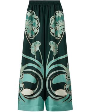 La DoubleJ Floral-Print Palazzo Trousers - Green