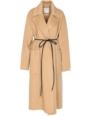 Sportmax ベルテッド コート - ナチュラル