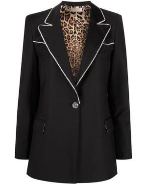 Philipp Plein Crystal-Embellished Single-Breasted Blazer - Black