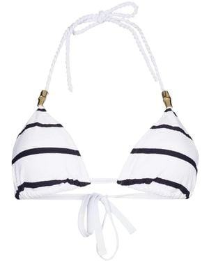 Heidi Klein Core Stripe-Pattern Triangle Bikini Top - White