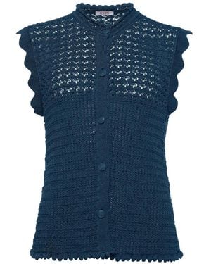 Eres Aurora Crochet-Knit Top - Blue