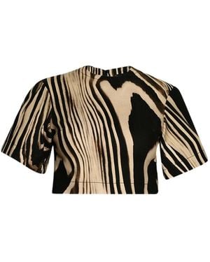 David Koma Zebra-Pattern T-Shirt - Black