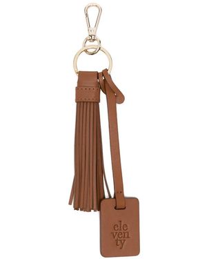 Eleventy Tassel Logo-Tag Keyring - White