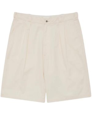 A.PRESSE Pleated Cotton Shorts - Natural