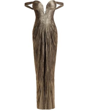 Maria Lucia Hohan Martina Pleated Off-Shoulder Maxi Dress - Multicolour