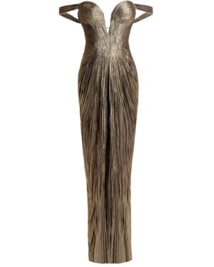 Maria Lucia Hohan Pleated Off-Shoulder Maxi Dress - Multicolour