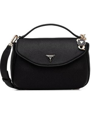 Guess Logo-Plaque Pebbled Cross Body Bag - Black