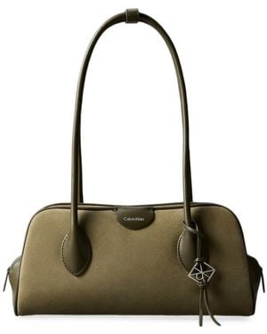 Calvin Klein Bolso De Hombro Con Paneles De Ante - Metálico