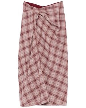 Isabel Marant Checked-Pattern Wrap Midi Skirt - Purple