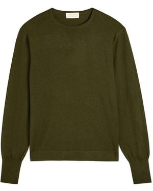 Officine Generale Knit Merino Wool Jumper - Green