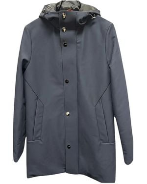 Heskimo Button-Fastening Hooded Coat - Blue