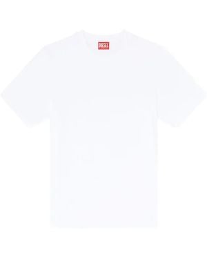 DIESEL Cotton-Interlock T-Shirt With Logo Embroidery - White