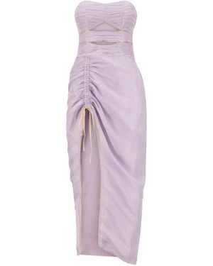 SANA OSMANI Fern Cut-Out Ruched Midi Dress - Purple