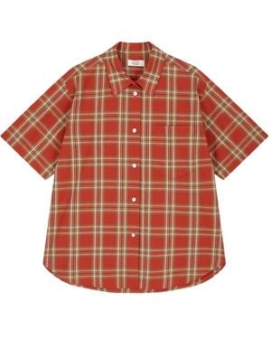 Studio Tomboy X Single-Pocket Checked Shirt - Red