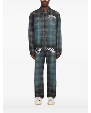 Off-White c/o Virgil Abloh Check Jacquard Denim Jacket - Blue