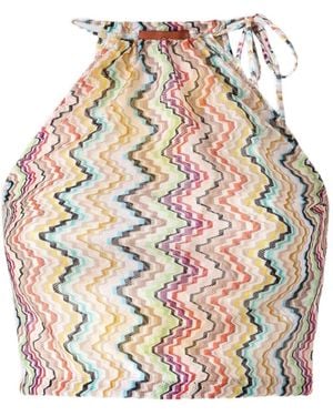 Missoni Chevron-Pattern Halter Neck Top - White